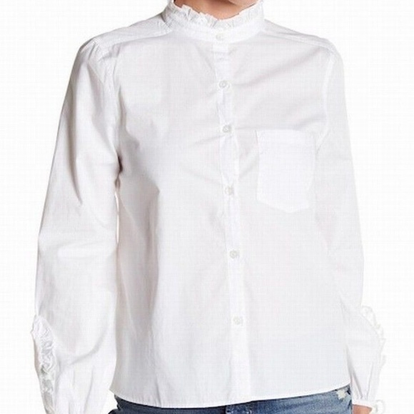 mock neck button down